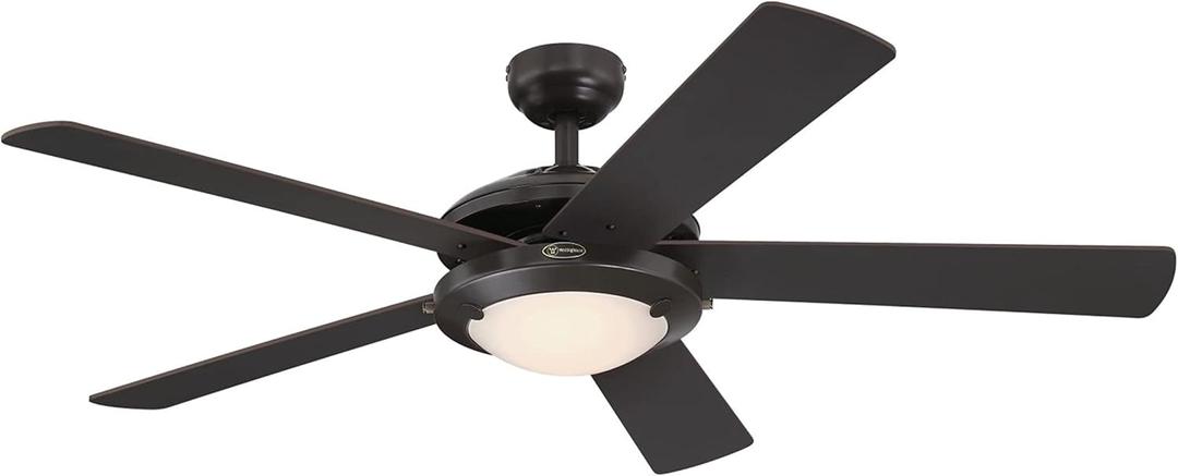 Westinghouse 7307200 Comet, Transitional Dimmable LED Ceiling Fan with Light, 52 Inch, Espresso Finish, Frosted Glass