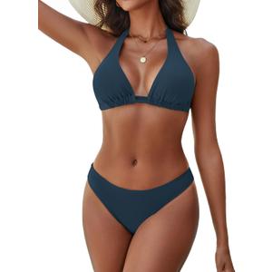 Women's Bikini Sets Halter Triangle Swimsuit 2 Piece Bathing Suit, S