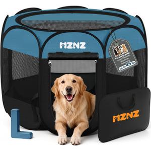 Dog Cat Small Animal Puppy Playpen Crate, Large, Blue Black