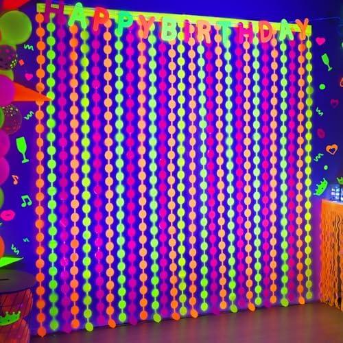 Amazon.com: Mega-L Glow In The Dark Party Supplies, 2 Pack Neon Round Party Decorations 3.3 x 6.6 ft Fuchsia, Yellow and Orange Tinsel Foil Fringe Curtains, Photo Booth Prop Backdrop Streamer Birthday Party Decor : Electronics