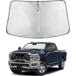 EcoNour Windshield Sunshade Compatible for Dodge Ram 1500 2019-2024 2025 2026 CrewCab, MegaCab Pickup,2Dr RegularCab,4Dr QuadCab Sun Visor for Front Windshield, UV Blocker & Protector, Car Accessories