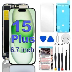 for iPhone 15 Plus Screen Replacement 6.7 inch, 3D Touch LCD Display Digitizer Assembly with Repair Tools - Compatible with iPhone 15 Plus (A2847, A3093, A3096, A3094) for iPhone 15 Plus Screen Replacement 6.7 inch, 3D Touch LCD Display Digitizer Assembly with Repair Tools - Compatible with iPhone 15 Plus (A2847, A3093, A3096, A3094)