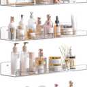 Upsimples Acrylic Shelves for Bathroom Storage, 15" Floating Shelves Wall Organizer for Perfume, Make up, Skincare, Kids Bookshelf for Bedroom, Nursery, Living Room Decor, Clear, 4 Pack
