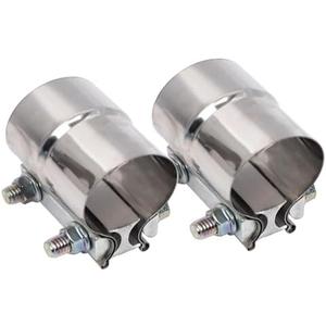 Elifecenter 2 Inch Exhaust Clamp, Lap Joint Band Clamp Stainless Steel for Clamping 2" OD to 2" ID Pipes（2 Pieces)