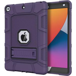 Azzsy Case for iPad 9th Generation/iPad 8th Generation/iPad 7th Generation (10.2 Inch, 2021/2020/2019 Model), Slim Heavy Duty Shockproof Rugged Protective Case for iPad 10.2 inch (Deep Purple)
