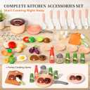 Play Kitchen for Kids, Wooden Pretend Toy Kitchen Set with Appliances & Smart Storage, Kids Kitchen Playset with 49 Toy Food & Cookware Accessories for Toddlers, Stove, Play Sink, Gift for Ages 3+