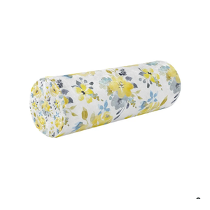 Oyihfvs Floral Yellow Blue Flowers Round Memory Foam Pillow, Travel Pillow with Removable Washable Cover for Head Neck Legs Support 5.5 x 5.5 x 17 inch