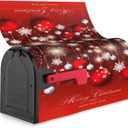 Christmas Mailbox Covers Red Glitter Snowflake Ball Magnetic Letter Post Box Cover Standard Size 25.5 x 21 Inch Garden Yard Home Decorative