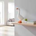 Desktop Goose Statue 7 inch Cute Resin Figurine for Office Desk Decor, Funny Home & Tabletop Decoration, Unique Housewarming Gifts for Women, Idea