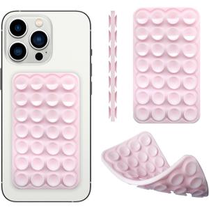 Silicone Double-Sided Suction Phone Case Detachable Mount, ASMR/Fidget Sticky Phone Grip Hands-Free Phone Accessories for Selfies & Videos, Trending TikTok items for iphone & Android(Small, Baby Pink)
