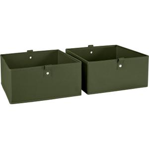 RiverRidge Kids 2pc Folding Storage Bins Set - 10.5 Bin Organizer with Handles - Olive Closet Organizer and Storage for Toys, Games, Shoes - Foldable Cube Storage Organizer Bins for Playroom, Nursery