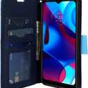 Zase for Motorola Moto G Play (2023)/Moto G Pure/Moto G Power (2022) Wallet Phone Case Pouch PU Leather Flip Folio Cute Cover w/Kickstand ID Card Slot Wrist Strap Magnetic Lock (Blue Bird)