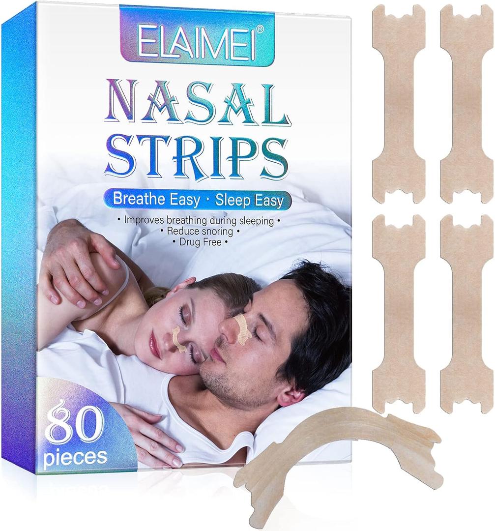 Nose Strips for Breathing, Nasal Strips 80 Count, Snoring Relief, Nasal Congestion Relief due to Colds & Allergies, Reduces Nasal Snoring caused by Nasal Congestion, Drug-Free, Opens Your Nose