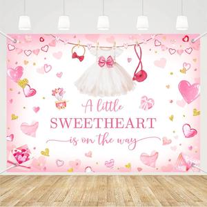 MEHOFOND 7x5ft Pink Sweetheart Baby Shower Backdrop A Little Sweetheart is on the Way Baby Shower Photography Background Pastel Pink Valentine's Day Baby Shower Party Decorations Cake Smash Photo Prop