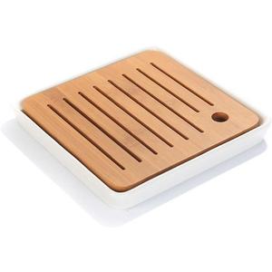 Bamboo Kung Fu Tea Tray Table Serving Tray Chinese Style Water Storage (White)