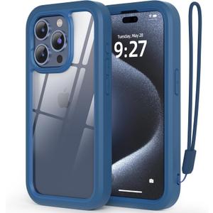 WXR Compatible with iPhone 15 pro case,Soft Silicone Bumper & Crystal Clear Hard PC Back and Hard PC Inner,[Military Grade Drop Protection] 3in1 Heavy Duty Case for iPhone 15 pro 6.1 inch. (Blue)