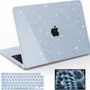 B BELK Compatible with MacBook Air 15 inch Case Glitter 2026 2025-2022 M5 M4 M3 M2 Model A3448 A3241 A3114 A2941,Protective Hard Shell for Mac Air 15" + Keyboard Cover & Screen Film, Sparkly Air Blue