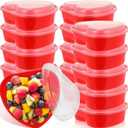 Layhit 15 Pcs Valentine's Day Heart Containers Plastic Food Storage Containers with Lids Heart Shaped Disposable Dessert Lunch Box for Kitchen Restaurant Fruit Vegetable (Red,28 oz)