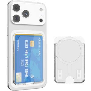 Clear Magnetic Wallet Compatible with MagSafe for iPhone, Holds 1-3 Cards, Compatible with iPhone 17/16/15/14/13/12, MagSafe-Case, Anti-yellowing Hard Card Holder