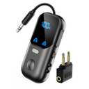 Bluetooth 5.4 Transmitter Receiver for 2 AirPods/Headphones, 2-in-1 Airplane Bluetooth Adapter with Mic for Hands-Free Calls, Low Latency, Wireless Audio Adapter for Travel Flight TV Speakers