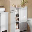 VASAGLE Narrow Storage Cabinet, Slim Floor Cabinet with Sliding Doors, Toilet Paper Holder and Brush Compartment, for Bathroom and Living Room, 7.9 x 23.6 x 31.5 Inches, Cloud White UBBC752W01