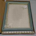 Heesch Hanging Earring Organizer Frame Wall Mounted Jewelry Holder Vintage Rustic Stud Earring Display with Removable Rod and 12 Hooks for Necklaces, Bracelets and Rings (Teal)