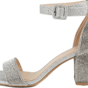 SODA CRETE RHINESTONE BLOCK HEEL ANKLE STRAP PROM SANDALS, Women's 7.5