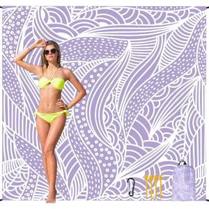 Beach Blanket Waterproof Sandproof Beach Mat 79x 83 for 1-4 Adults Quick Drying Durable Outdoor Picnic Mat for Beach Festival Travel Camping Hiking (PP-Ripple, 79"83"(4 Person))