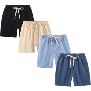 Boys' Summer Shorts Cotton, Pack of 4 (2-3T, Black Blue Beige and Dark Blue)