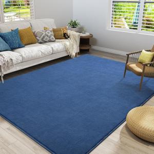 Amearea Large Modern Area Rugs for Bedroom Living Room, 6x9 Feet Blue Thickened Memory Foam Rug, Fluffy Indoor Washable Rugs Non Slip Minimalist Carpet for Boys Girls Dorm Nursery Room Decor