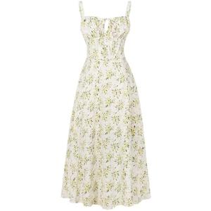 Women's Floral Corset Dress Formal Cocktail Dresses Going Out Casual Sundress Split Thigh Spaghetti Strap Vintage Dress L