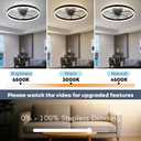 Fszdorj Ceiling Fan with Light, Upgraded 20 Low Profile Fan, Flush Mount Ceiling Fan, 6 Speeds, Dimmable LED, App & Remote Control, Quiet DC Motor, For Bedroom, Living Room, F105 Black-D