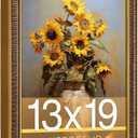 13x19 Picture Frame, HD Real Glass 13x19 Vintage Photo Frame, 13 by 19 Poster Frame with Vintage Gold Border Horizontal & Vertical Display for Tabletop or Wall Decor (1 Pack)