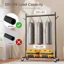 Clothes Rack, Clothing Rack for Hanging Clothes Load 280LBS, Rolling Garment Rack, Portable Coat Rack Freestanding Clothes Rack with Wheels Wardrobe Rack Easy Assembly for Bedroom Living Room, Black