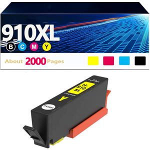 910XL 910 Ink Cartridges Combo Pack Compatible for HP 910 XL Work with HP OfficeJet 8010 8015 8018 8022 OfficeJet Pro 8020 8025 8028 8035 (K,C,M,Y,4 Pack),Y