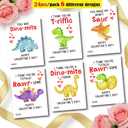 2 x Dinosaur Valentine's Day Cards for Kids, 24 Pack, 6 Designs, 3.5x5 Inch, Classroom Exchange Cards with Puns