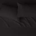 Amazon Basics Lightweight Super Soft Easy Care Breathable Microfiber 4 Piece Cozy Comfortable Bed Sheet Set, Wrinkle Resistant with 14-Inch Deep Pockets, Queen, Black, Solid