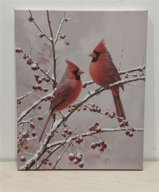 Ebroniah Christmas Cardinal Red Bird Wall Art, Winter Snowy Branches Festive Canvas Wall Art Decor for Living Room, Rustic Vintage Prints Framed Artwork for Walls Bedroom Kitchen Home 12x15in