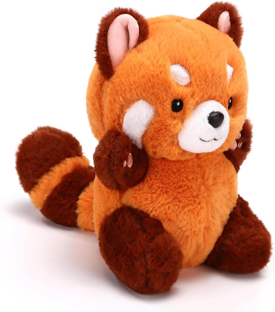 Riuhot Cute Red Panda Plush Toy - Stuffed Animal Gift for Girlfriend, Kids Birthday - 9" Red Panda plushies (Small, Panda Round Eyes)