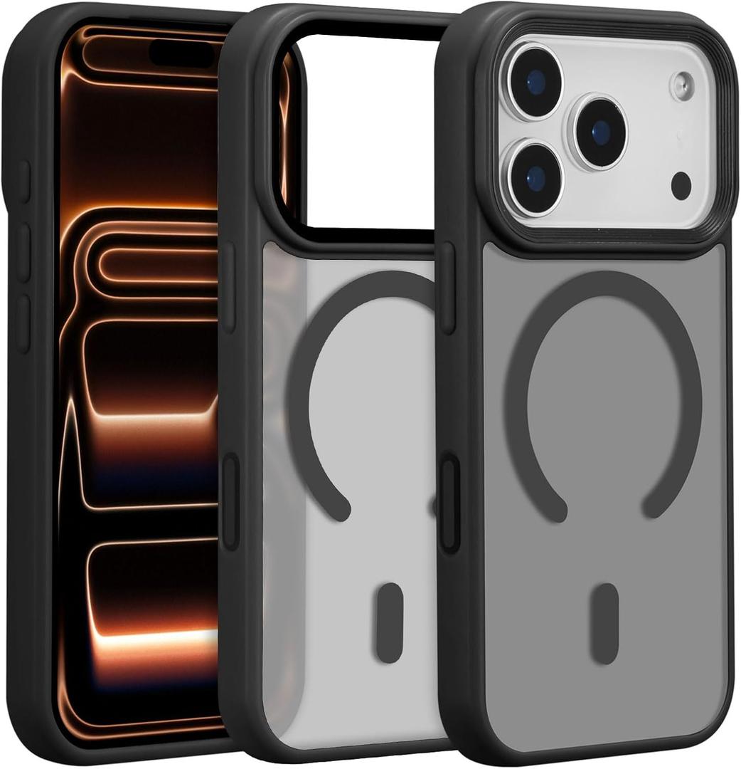 ZTOFERA Magnetic for iPhone 17 Pro Max Case,Compatible with MagSafe,Raised Camera Protection+AI Camera Control Button,Anit-Fingerprint Translucent Matte Back Phone Cover(Black)