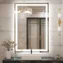 Keonjinn LED Bathroom Mirror with Lights, 40 x 28 Inch Front Lighted Vanity Mirror, HD Tempered Glass, UL-Listed LED Driver, Anti-Fog, 6000K Dimmale, Memory Function, Easy Installation