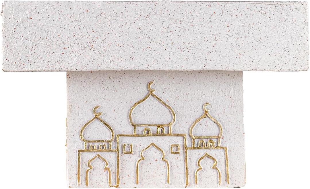 Decorative Mosque Sculpture with Gold Domes, White and Gold