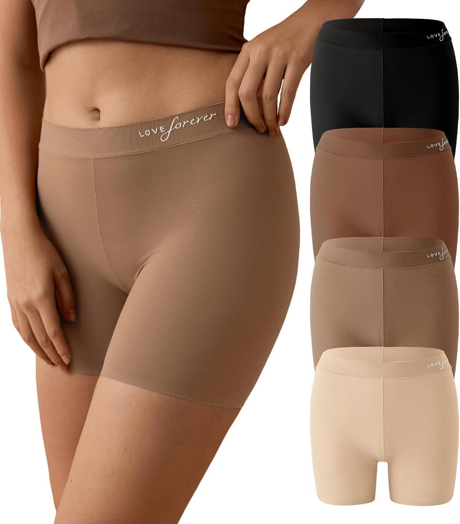 SHARICCA Womens Boxer Briefs Seamless Boy Shorts Underwear Anti Chafing Boyshorts Panties Soft Ribbed Ladies Boxers Pack (M)