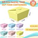 Tisancy 60 Pcs 30 oz Chinese Take out Food Containers Pastel Disposable Paper Go Containers Take out Boxes Bulk Microwavable Cardboard Lunch Box Leakproof for Restaurant Catering Party