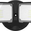 LEPOWER 3000LM Flood Light Outdoor, Switch Controlled LED Security Light, 28W Exterior Lights with 2 Adjustable Heads, IP65 Waterproof, 5500K Wall Mount Exterior LED Flood Light for Garage, Yard Black