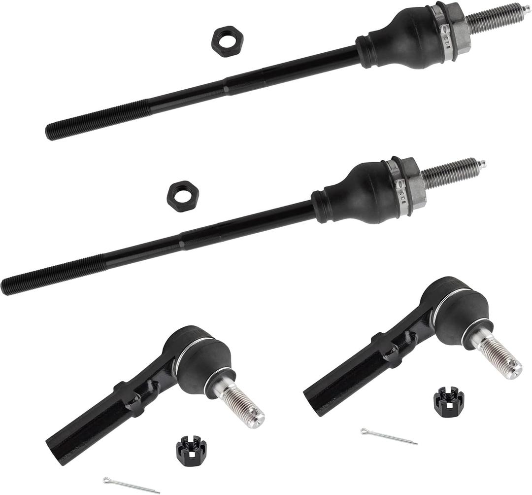4Pcs Suspension Kit Front Outer Inner Tie Rods End Links Fit For Chevrolet Express 2500 3500 2003-2019, For GMC Savana 2500 3500 2003-2019 Replace# ES3609 ES80277