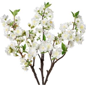 DILATATA 3 Pcs 19" Cherry Blossom Branches for Vase Faux Cherry Flowers Picks White Peach Blossom for Floral Arrangements Artificial Apple Blossom Fake Silk Flower for Home Wedding Table Decor
