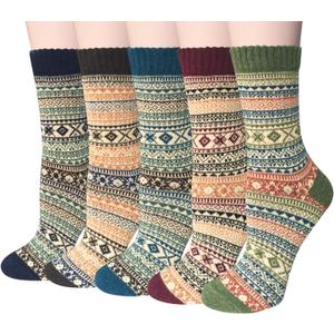 2 x Loritta Wool Socks for Women, Winter Warm Stocking Stuffers Gifts for Women Cabin Crew Hiking Boot Socks