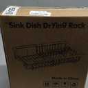 Small Expandable Over The Sink Dish Drainer Drying Rack In Stainless Steel Metal For Kitchen, Counter Space Saving Compact Above Plate Dryer Strainer, Adjustable Hanging Inside Sink Wire Drain Holder (Black)