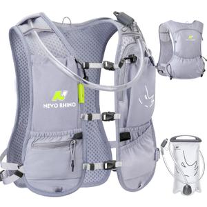 N NEVO RHINO Running Vest, Small Hydration Running Water Vest with 1.5L Water Bladder Bag, Lightweight Hydration Pack Backpack Multi-Pocket for Hiking Race Trail Marathon for Women Men (Gray)
